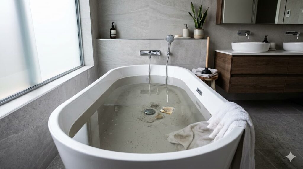 bañera atascada
